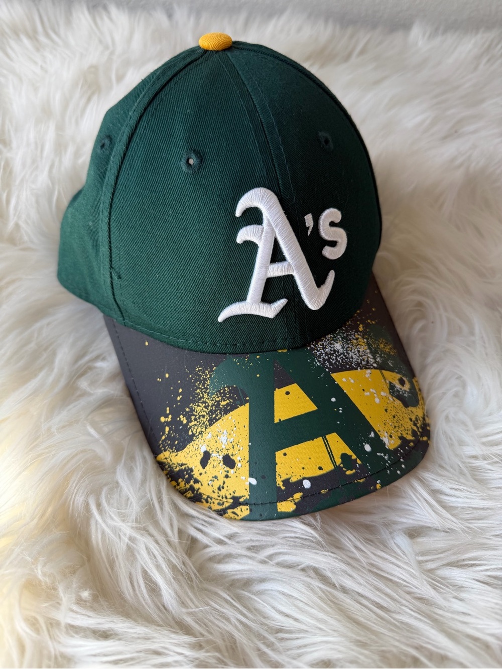 New Era Kids A’s Baseball Hat with Printed Brim